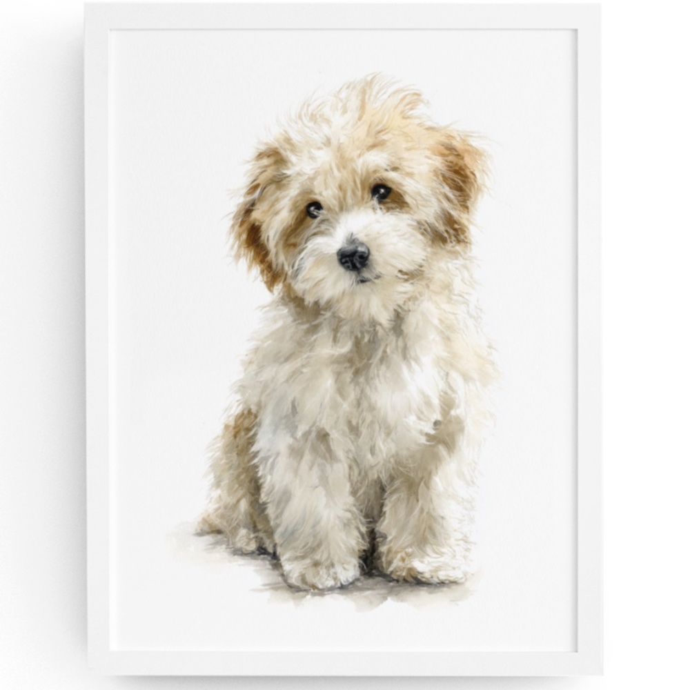 Watercolor Miniature Poodle Wall Art Print, Unframed - Charming Canine Elegance